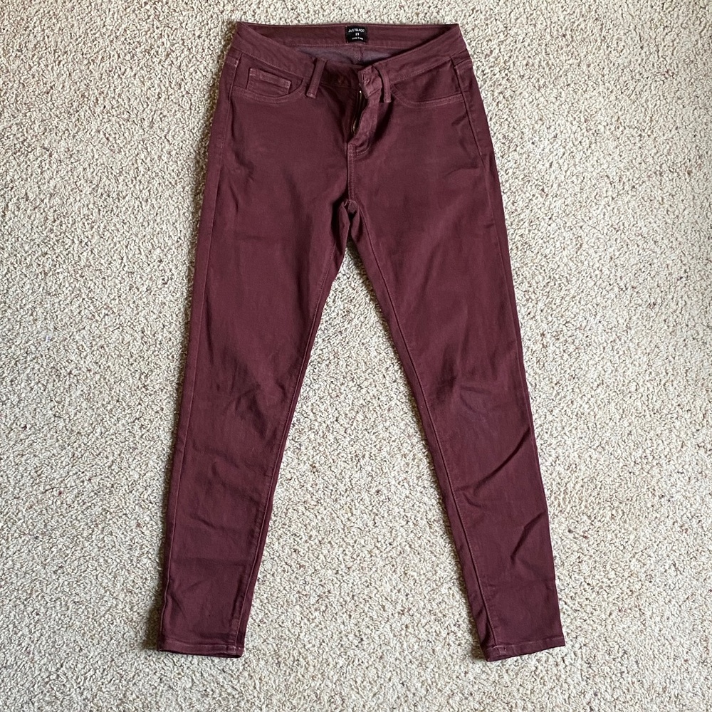 Burgundy womens skinny jeans